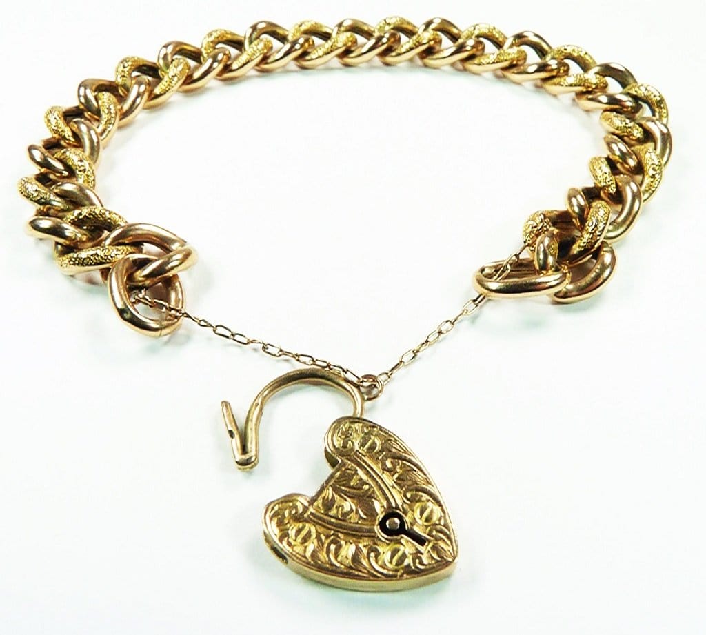 Early Victorian Link Bracelet with Heart Locket Closing at 1stDibs