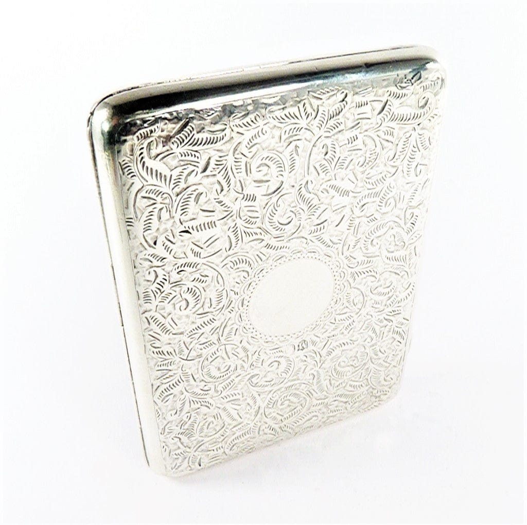 Perfection In Style Metal Silver Cigarette Case Vintage Hawaiian Art Design  004