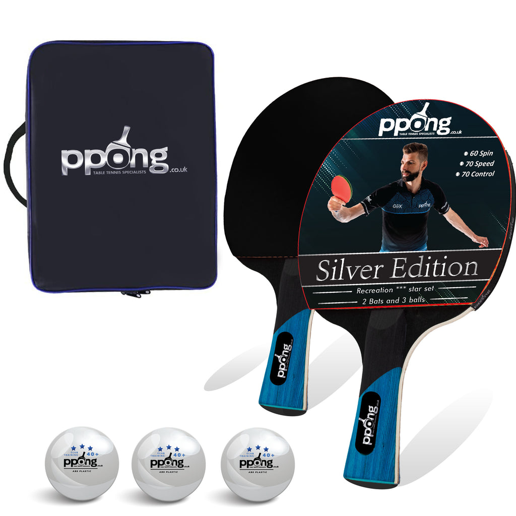 Silver Ping Pong Set 2 bats & 3 balls – PPong co