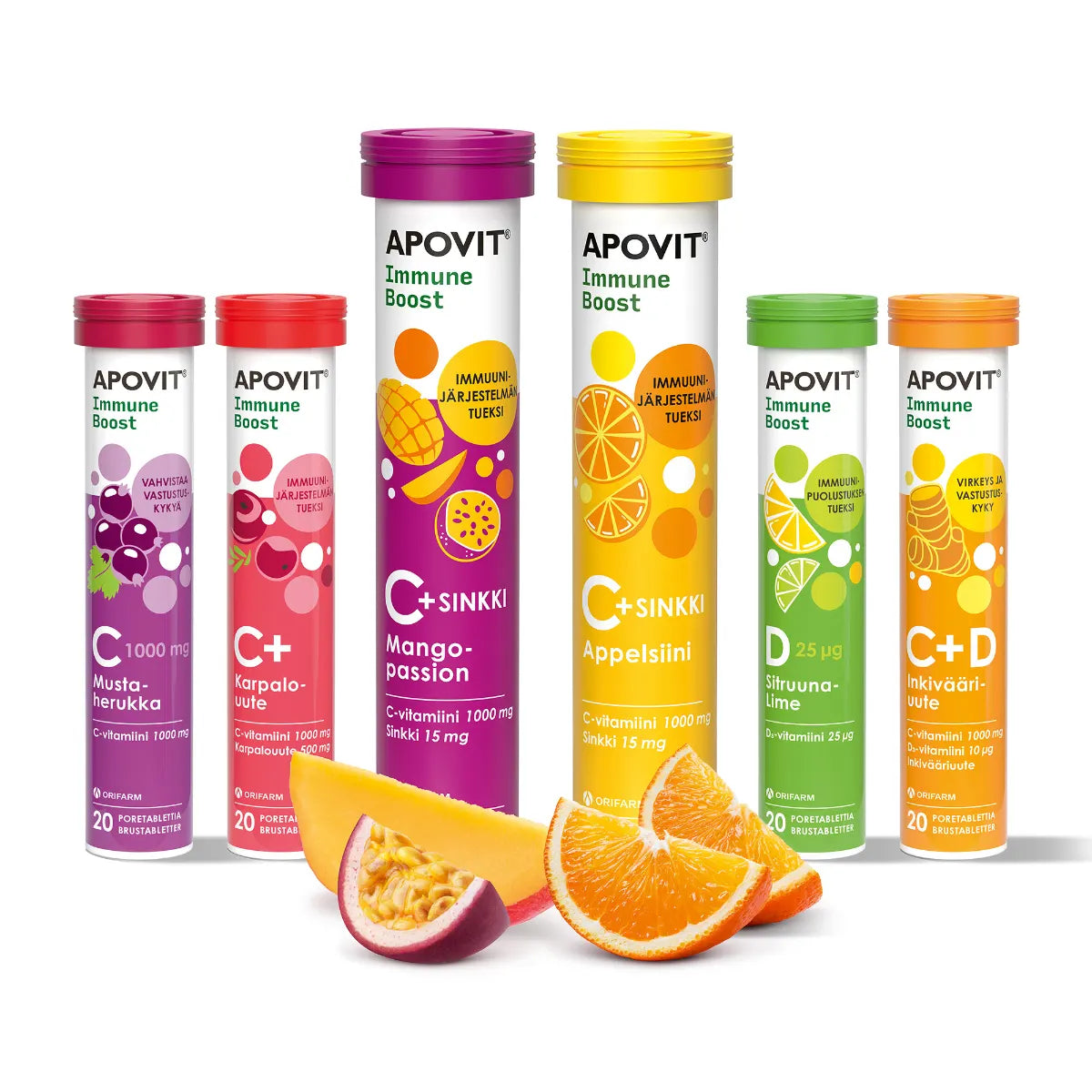 Apovit Immune Boost C+sinkkipore mango-passion 20 poretablettia