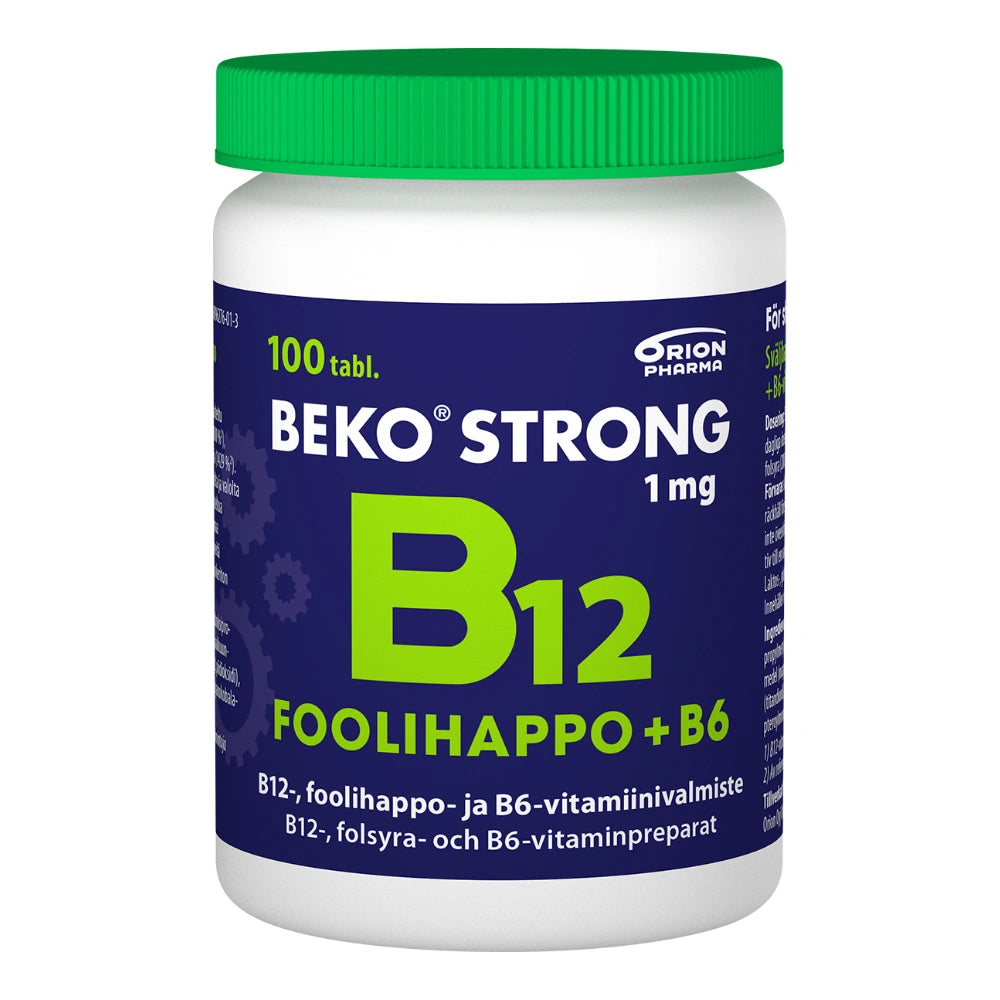  BEKO Strong B12 1 mg + foolihappo + B6 tabletti 100 kpl