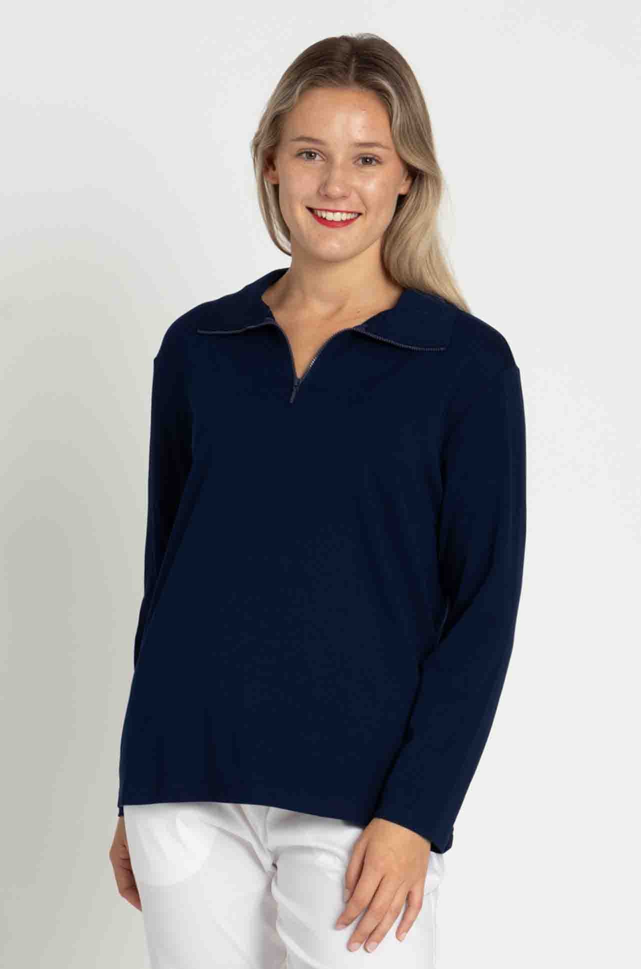 Mela Purdie - Half Zip Sweater in Denim