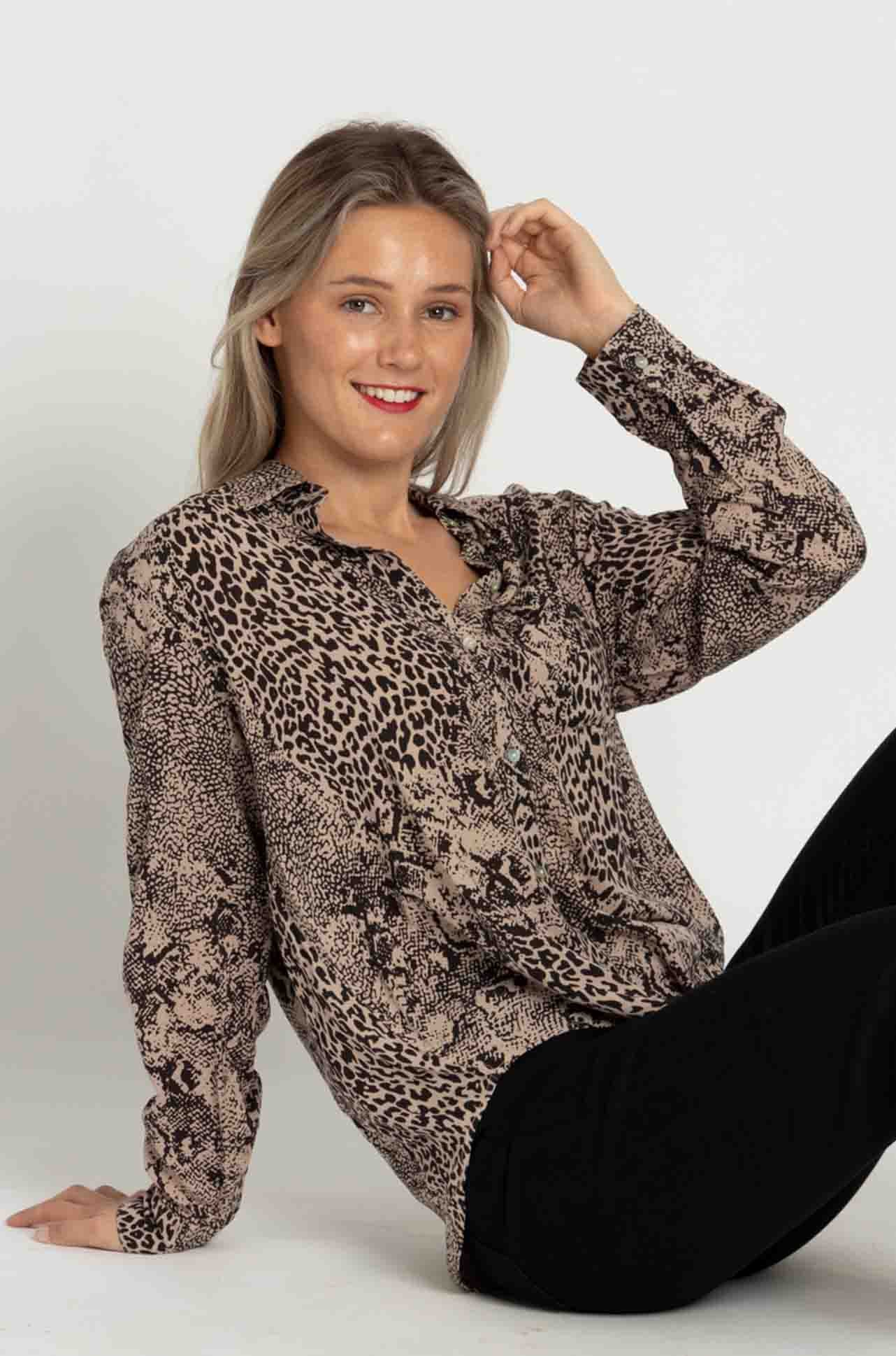 Rails - Josephine Shirt in Taupe Mixed Animal