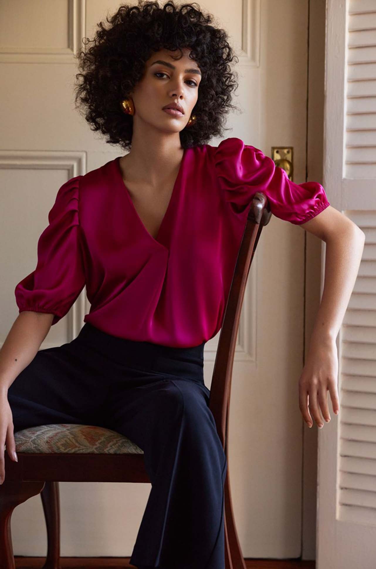 Joseph Ribkoff - Puff Sleeve Satin Top