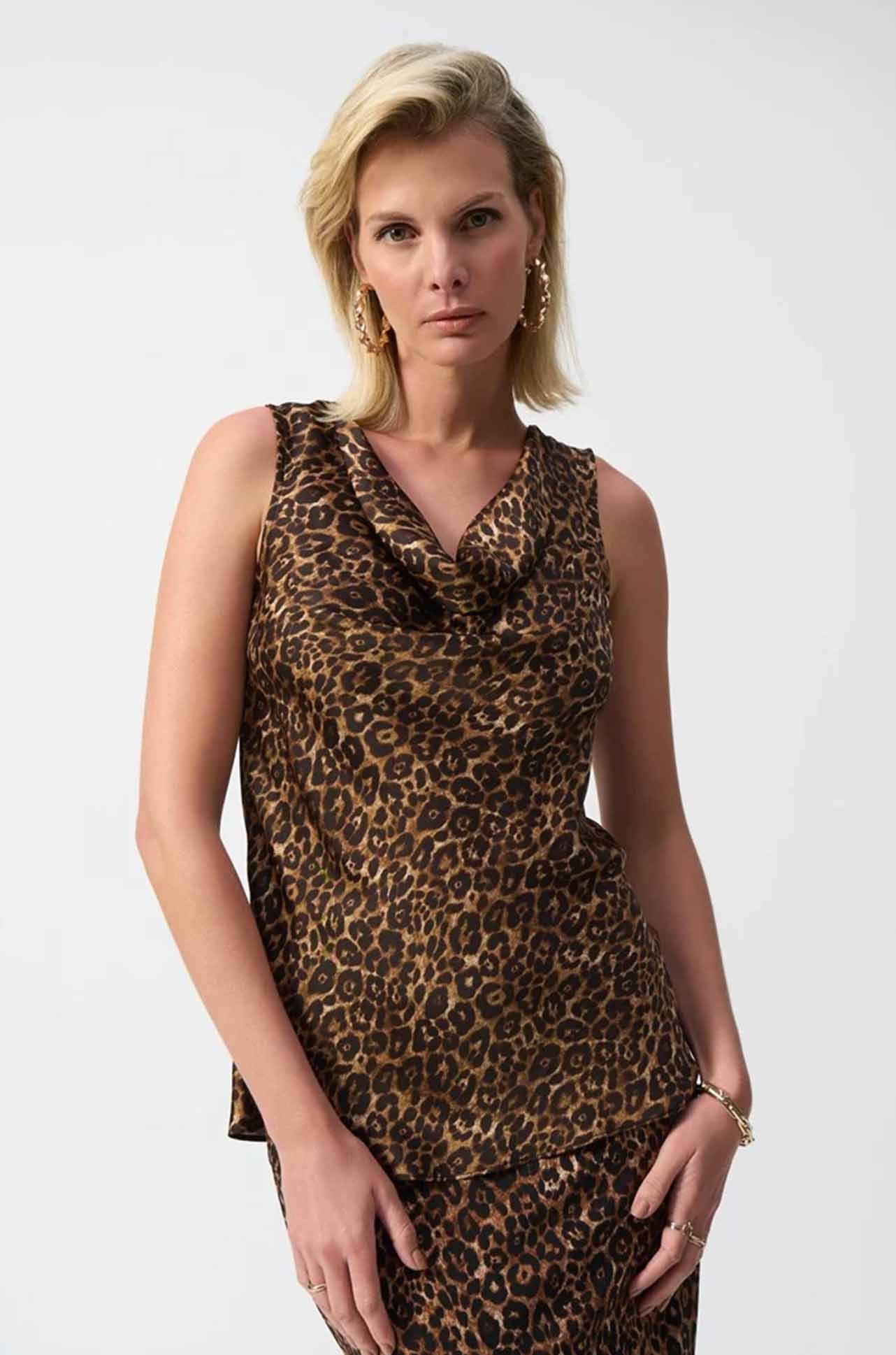 Joseph Ribkoff - Satin Sleeveless Animal Print Top