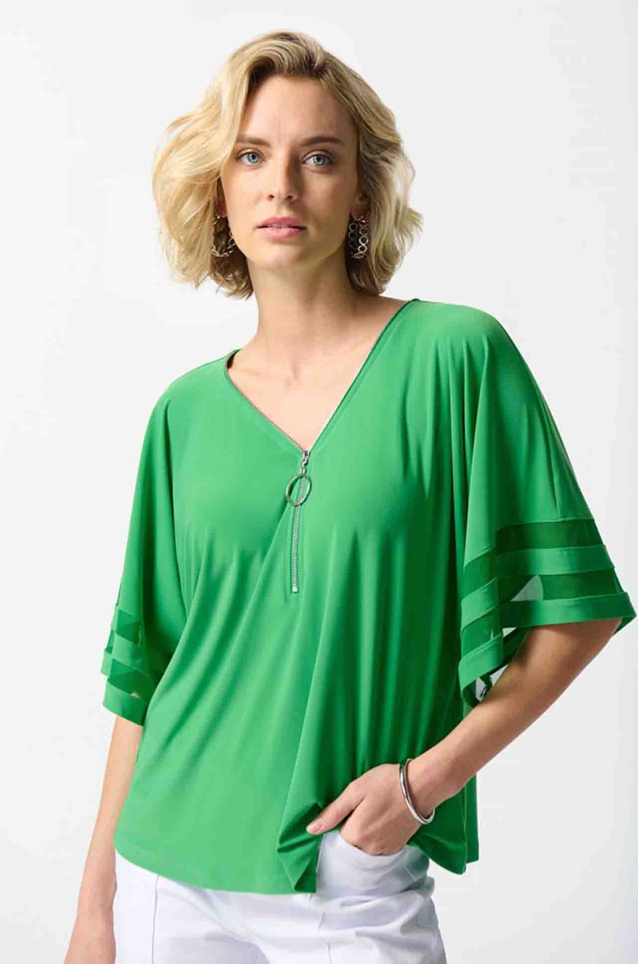 Joseph Ribkoff - Silky Knit Boxy Top with Mesh Inserts