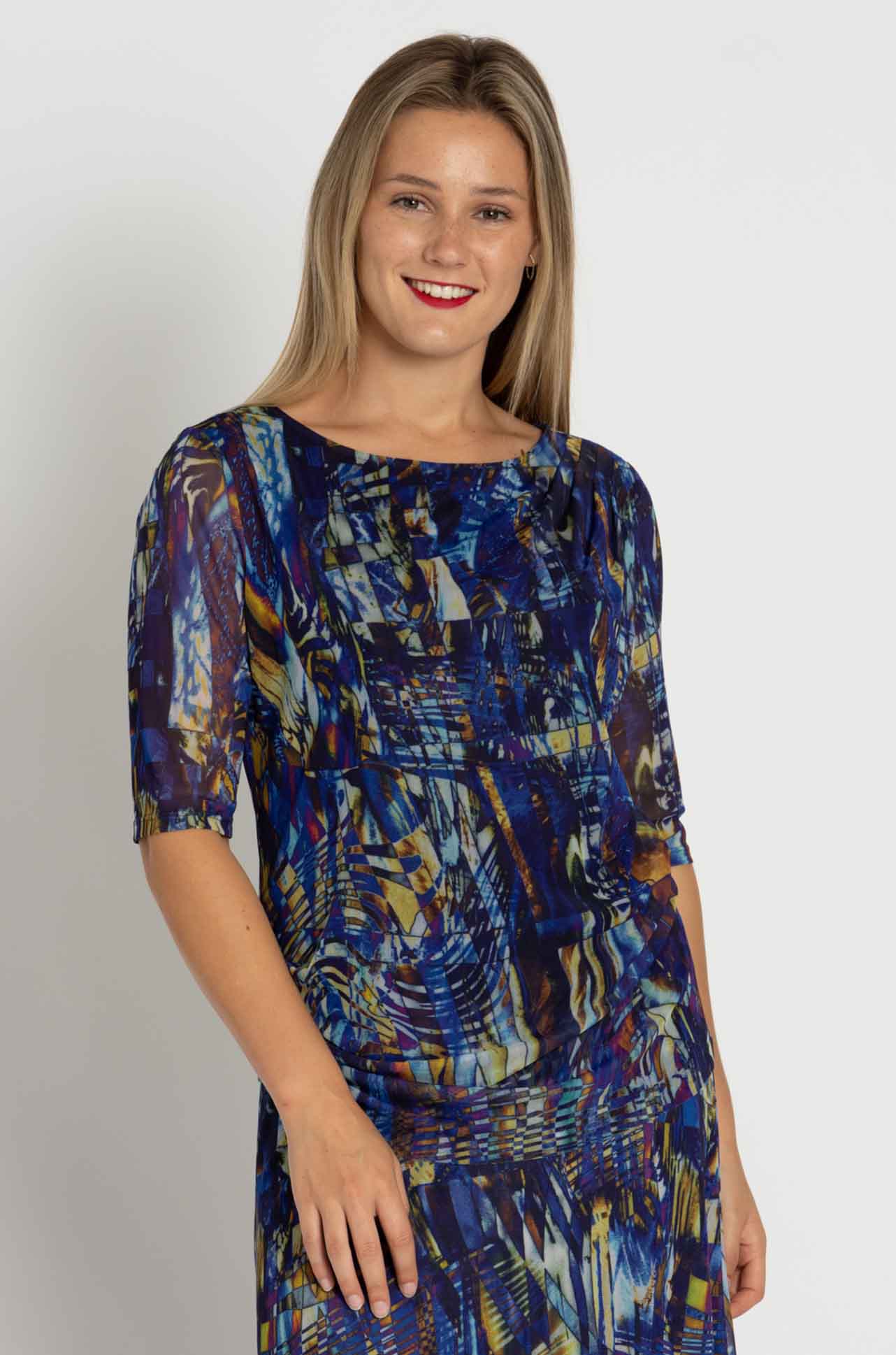 Paula Ryan - Tuck Shoulder Top in Mosaic