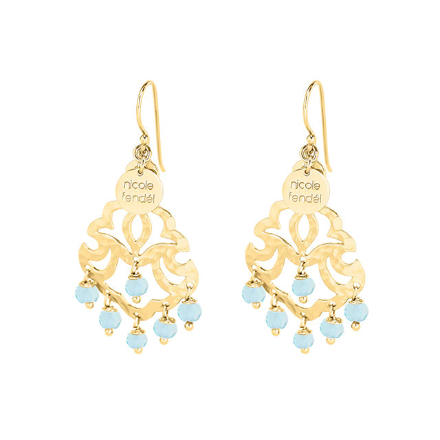 Nicole Fendel - Alissa Earrings in Gold & Aqua Chalcedony