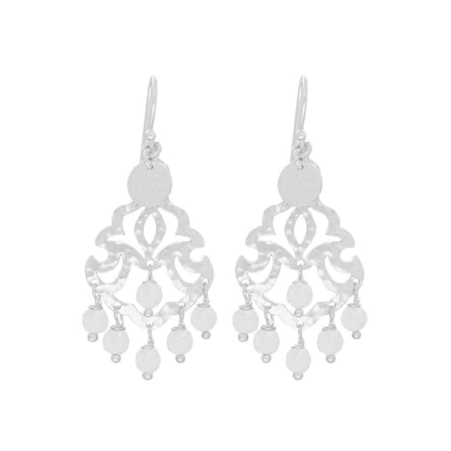 Nicole Fendel - Alissa Mini Beaded Earrings in Silver & White