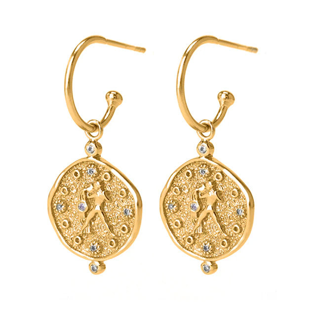 Nicole Fendel - Aquarius Earth Huggie Earrings in Gold