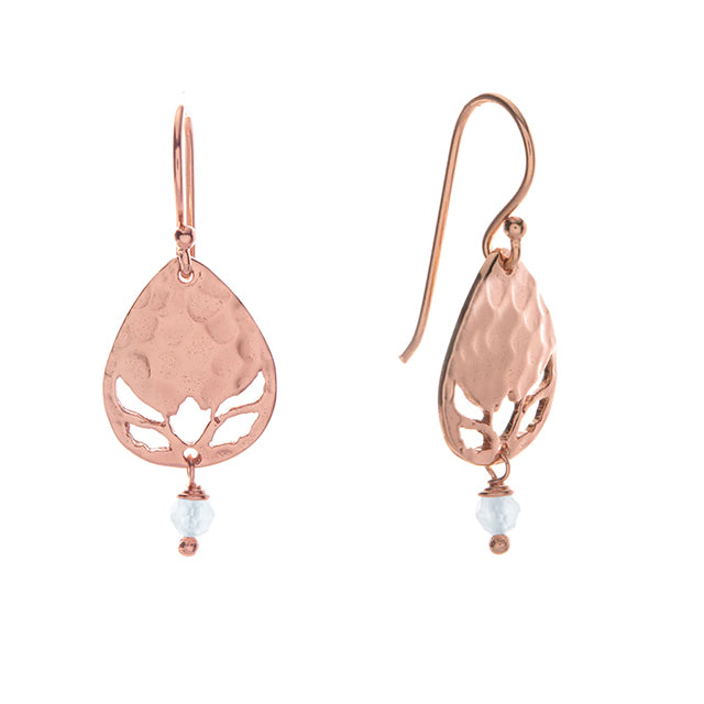 Nicole Fendel - Arabella Earrings in Rose Gold & Aquamarine