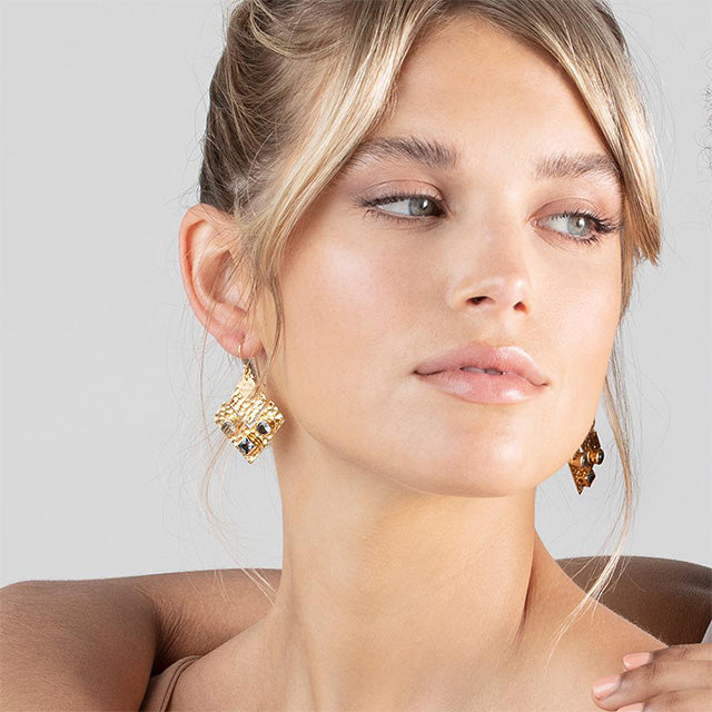 Nicole Fendel - Bella Grey Earrings in Gold & Smokey Quartz