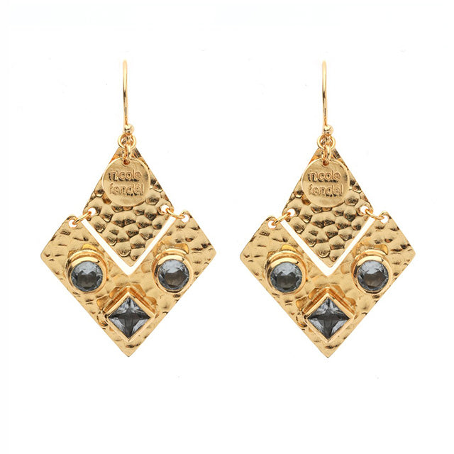 Nicole Fendel - Bella Grey Earrings in Gold & Smokey Quartz