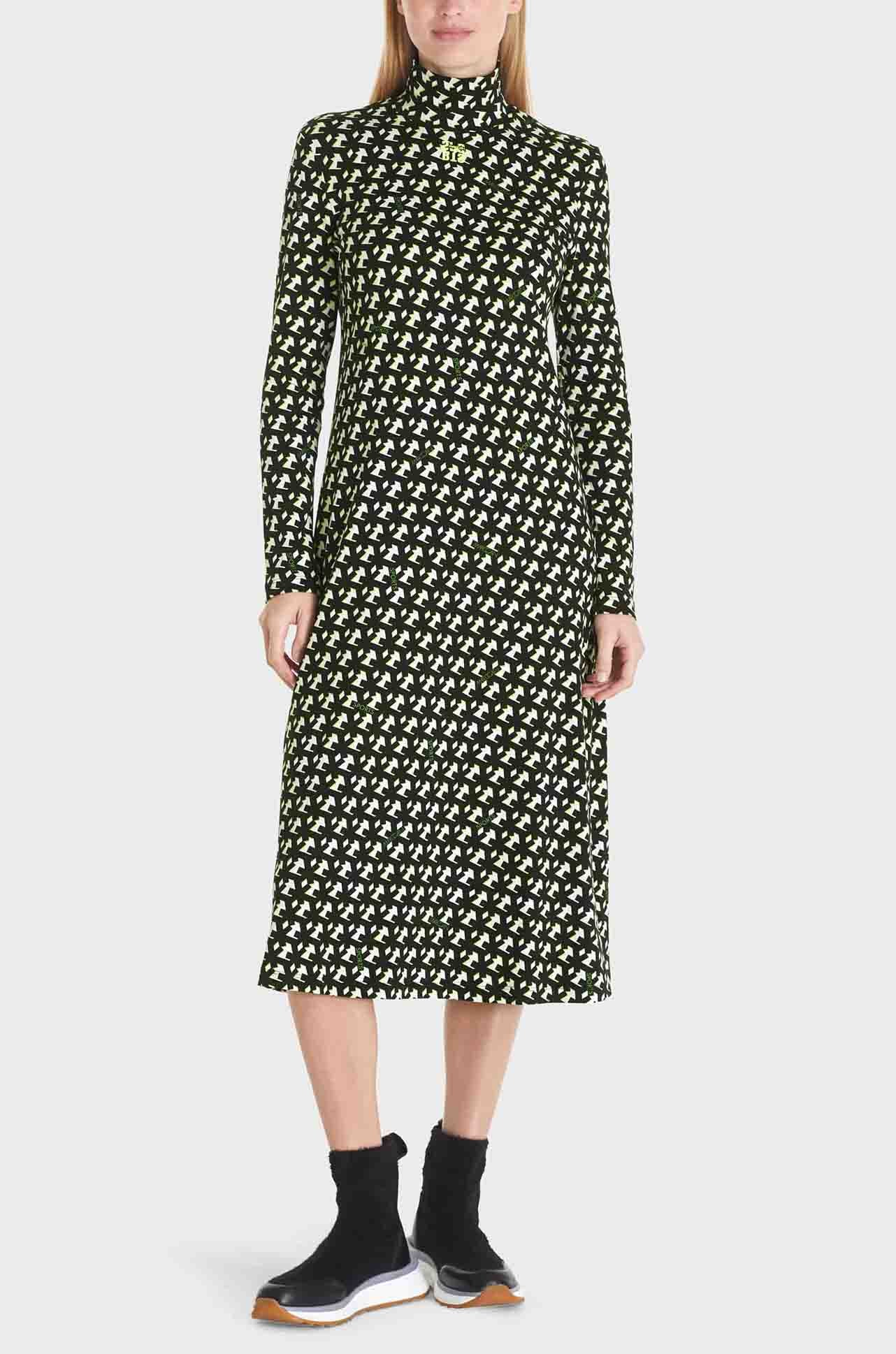 Marc Cain - Black/Fluro Print High Neck Dress