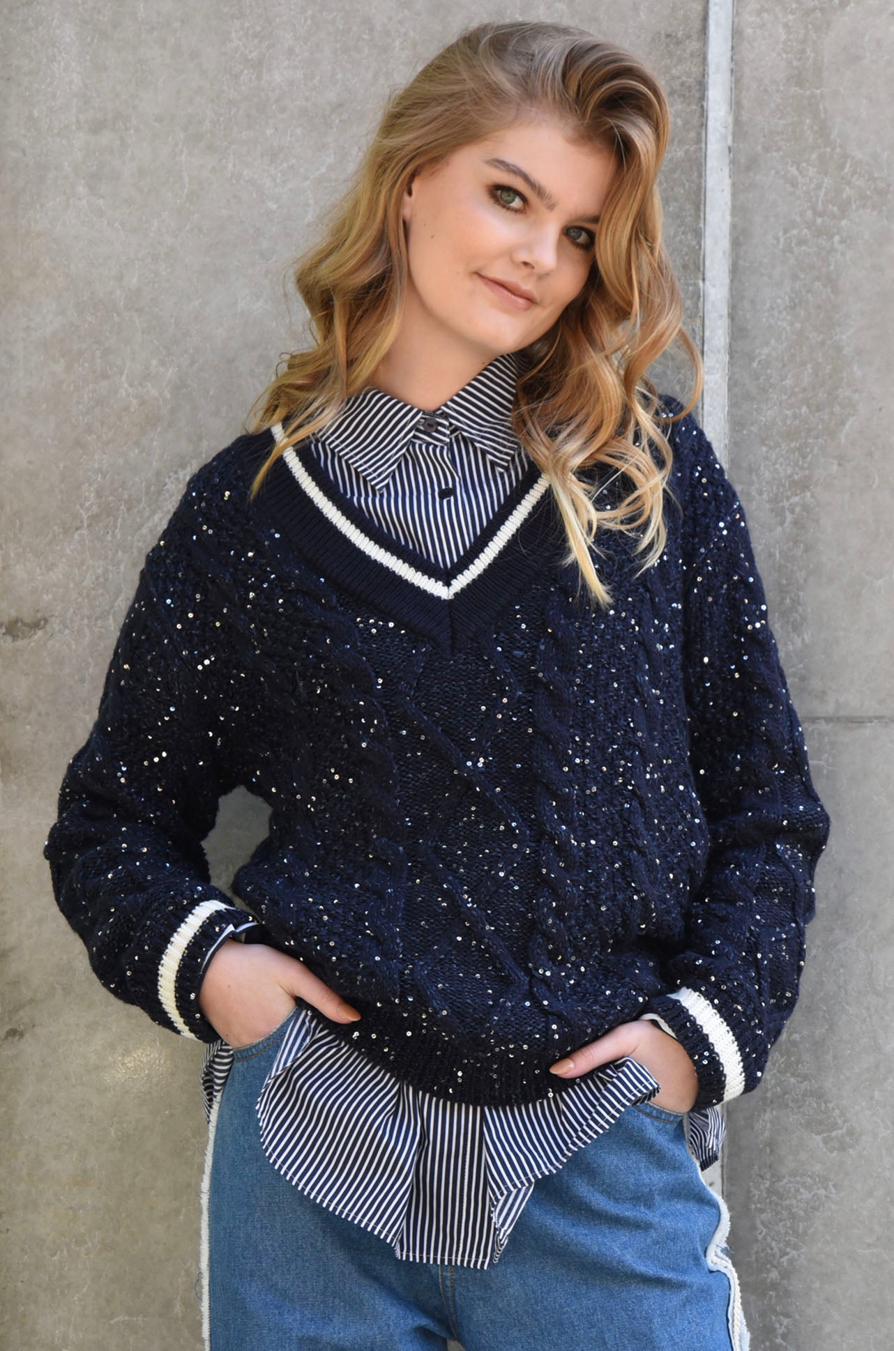 Cooper - Feeling The Sparkle Knit For A Queen Jersey in Navy