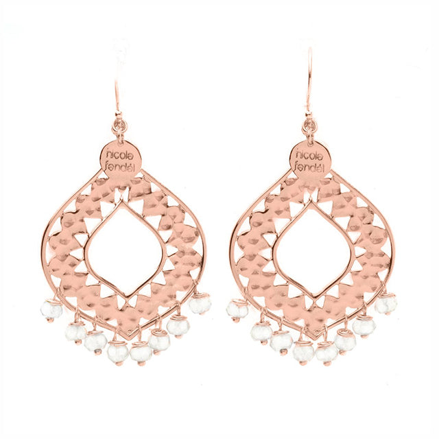 Nicole Fendel - Cierra Beaded Earrings in Rose Gold & Crystal Quartz