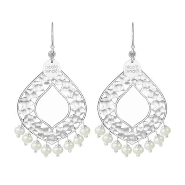 Nicole Fendel - Cierra Beaded Earrings in Silver & Freshwater Pearl