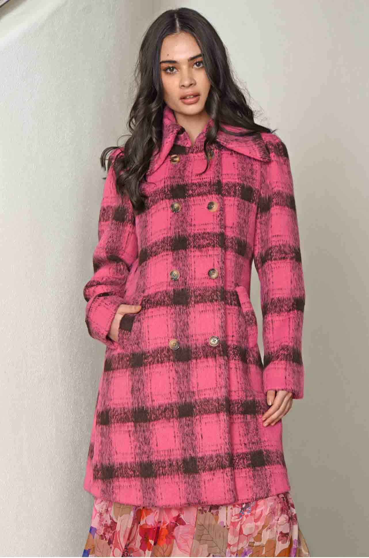 Coop - Check On The Cheek Double Scoop Coat