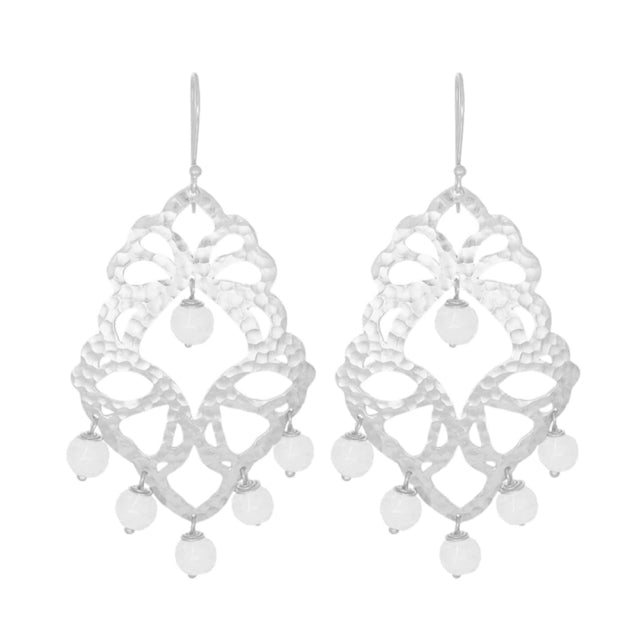 Nicole Fendel - Elektra Statement Earrings in Silver & White