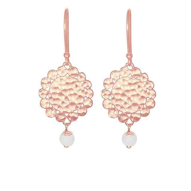 Nicole Fendel - Grateful Blossom Earrings in Rose Gold & White