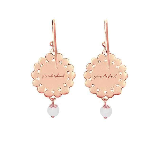 Nicole Fendel - Grateful Blossom Earrings in Rose Gold & White