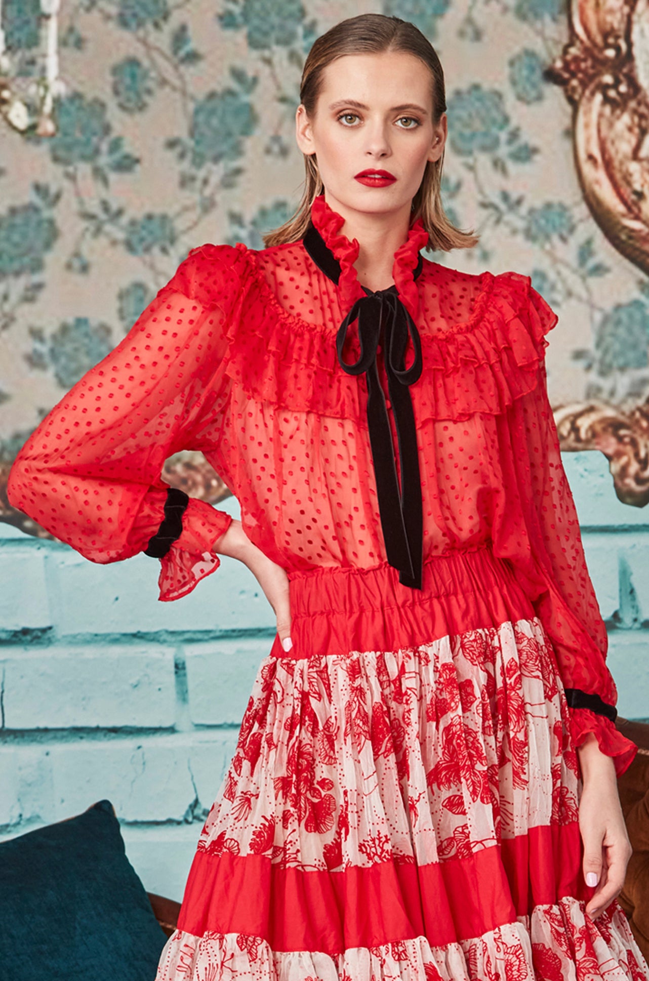 Trelise Cooper - Red-y To Rock He Frills Me Blouse