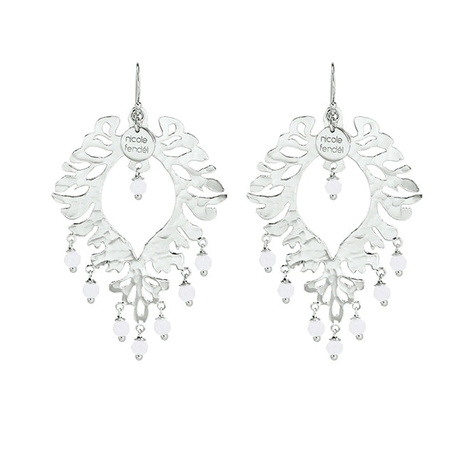 Nicole Fendel - Moroccan Leaf Earrings in Silver & Moonstone