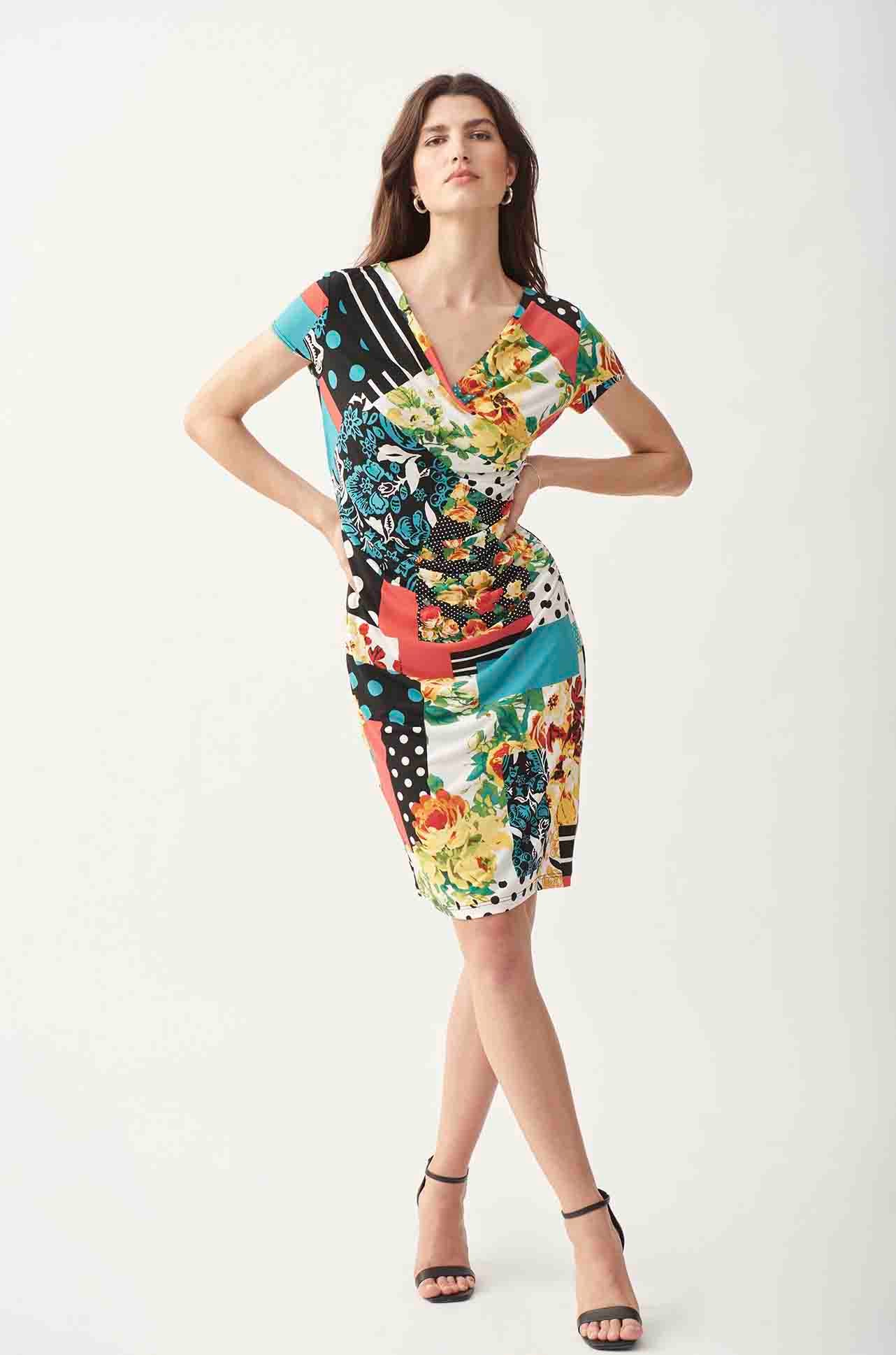 Joseph Ribkoff - Multi Print Cross-Over Dress