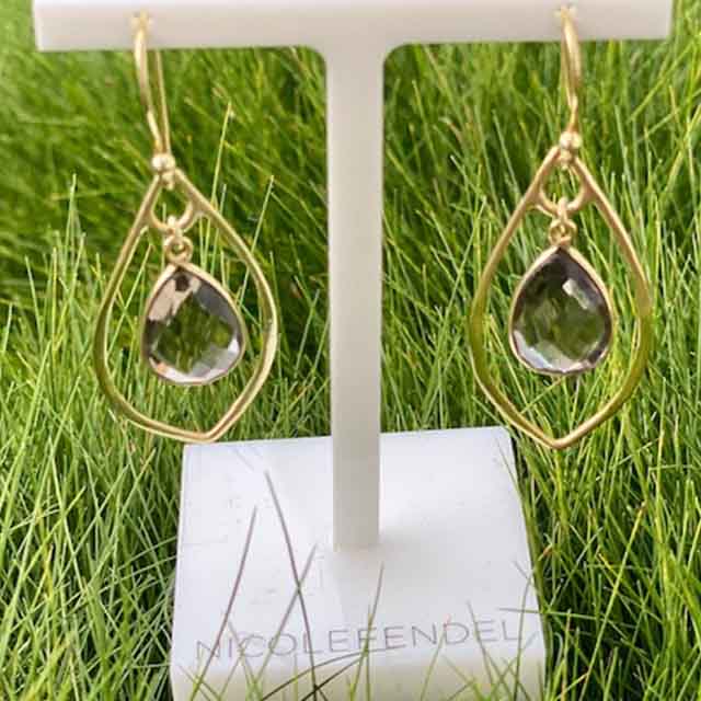 Nicole Fendel - Selene Teardrop Stone Earring in Smokey Quartz & Gold