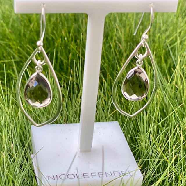 Nicole Fendel - Selene Teardrop Stone Earring in Smokey Quartz & Silver