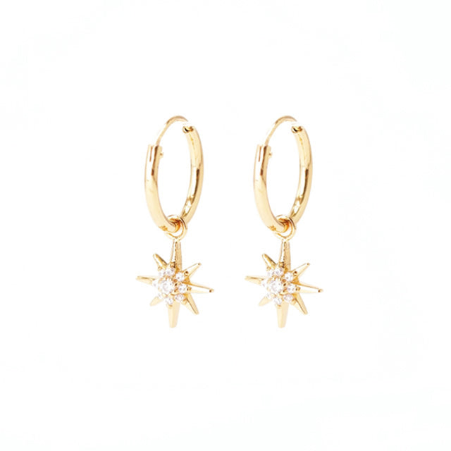 Nicole Fendel - Sterling Starburst Earrings in Gold