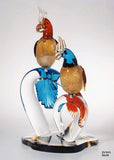 Zanetti Murano Crystal Parrots on Branch