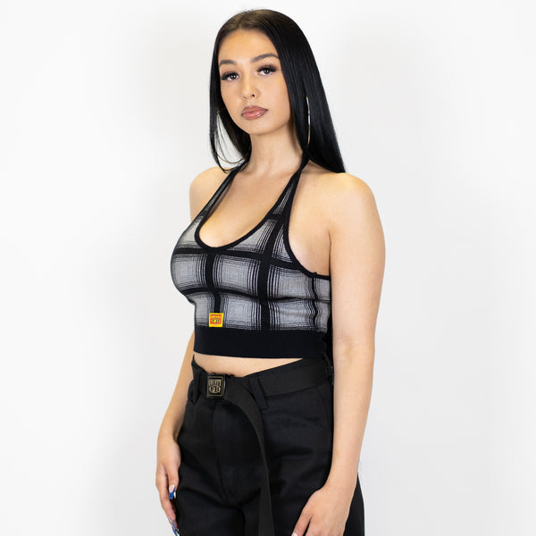 FB County Flannel Backless Halter Top