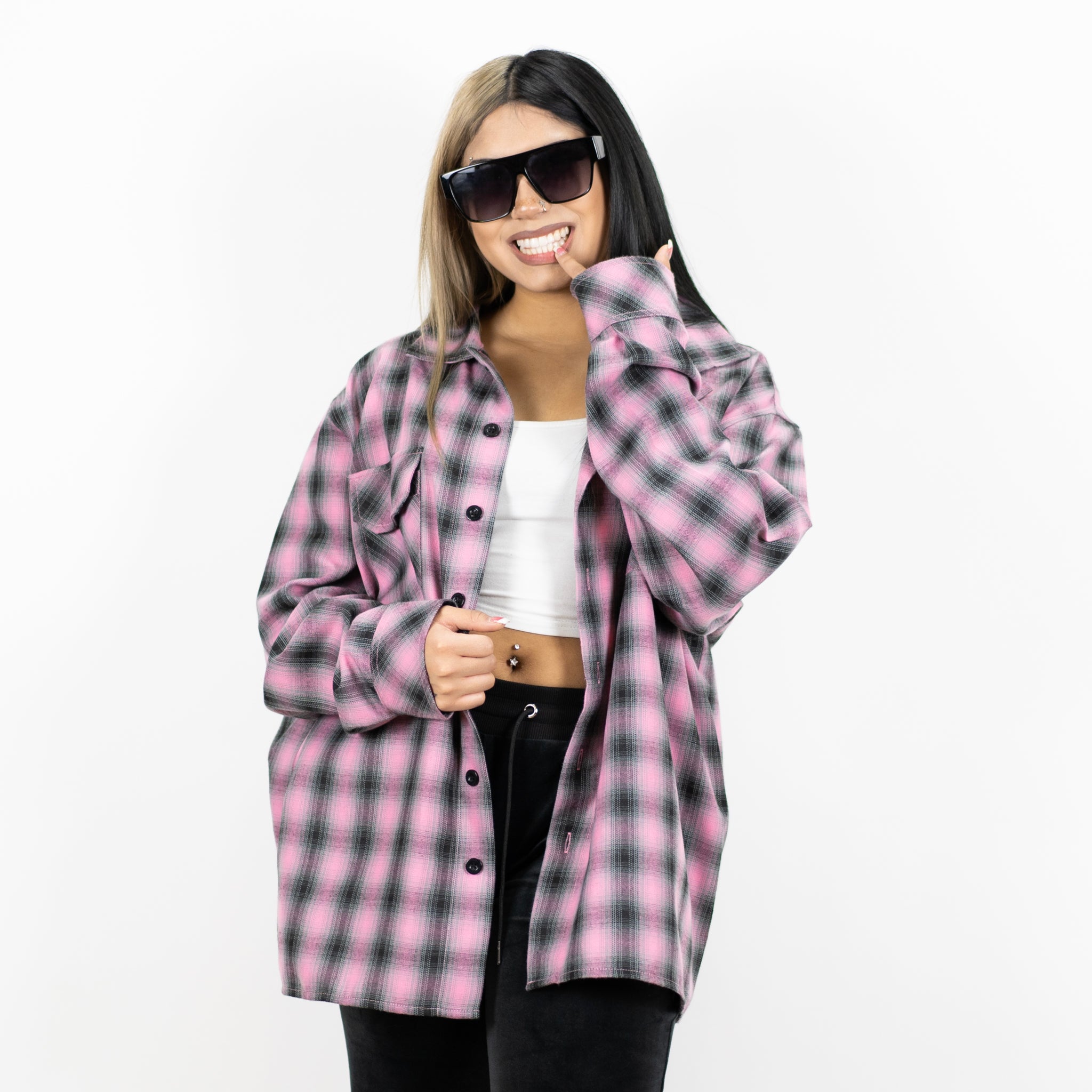 FB County x JayRoxxx Oversized Long Sleeve Flannel Shirt