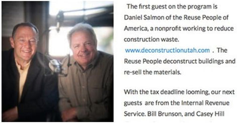 Daniel Salmon, owner of Material Resourcers and representative for The ReUse People of America recently appeared on KPCW's Mountain Money radio talk show. 