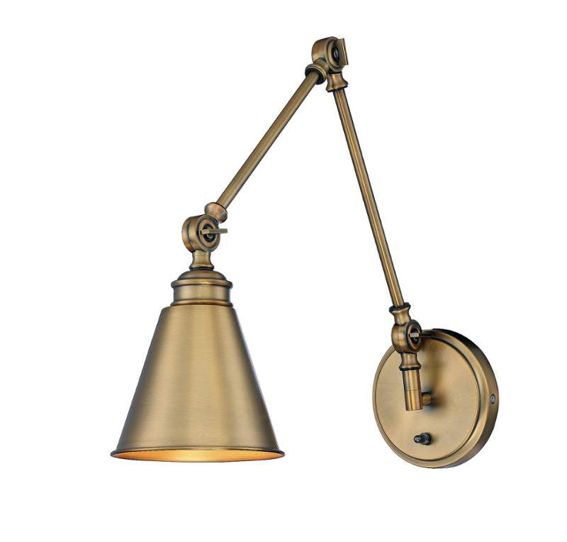 Aged Brass Adjustable Study Swing Arm Sconce