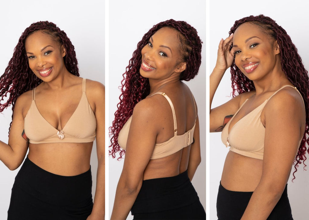 Molly pocketed plunge bra on lumpectomy model