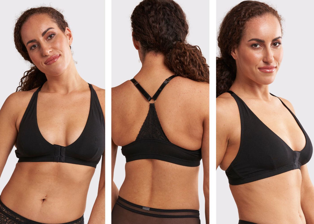 Melissa pocketed front closure bralette on au natural model anaono