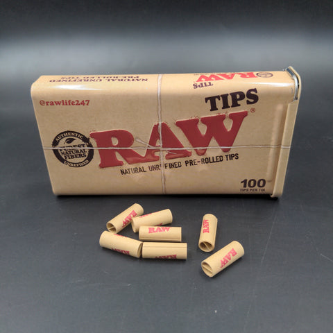 RAW 100 Pre-Rolled Tips in RAW Tin