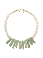Gorgeous, Handmade Designer Teramasu Burmese Jade and White Agate Necklace
