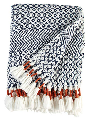 Blue and White Throw Blanket