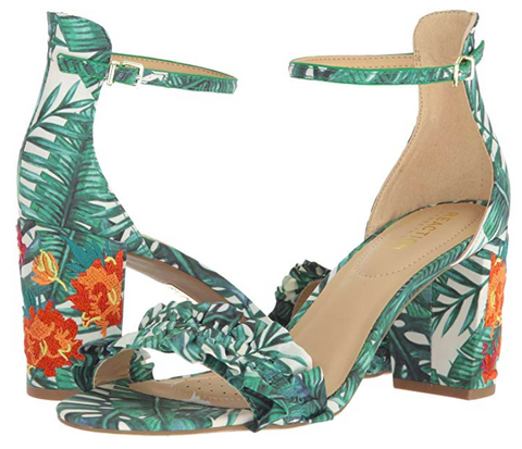 Palm Leaf Print Heel Sandal