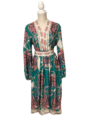 Green Print Maxi Dress