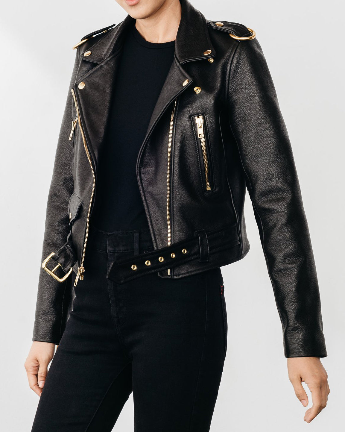 Women's New Standard Gold Leather Jacket | Laer Brand