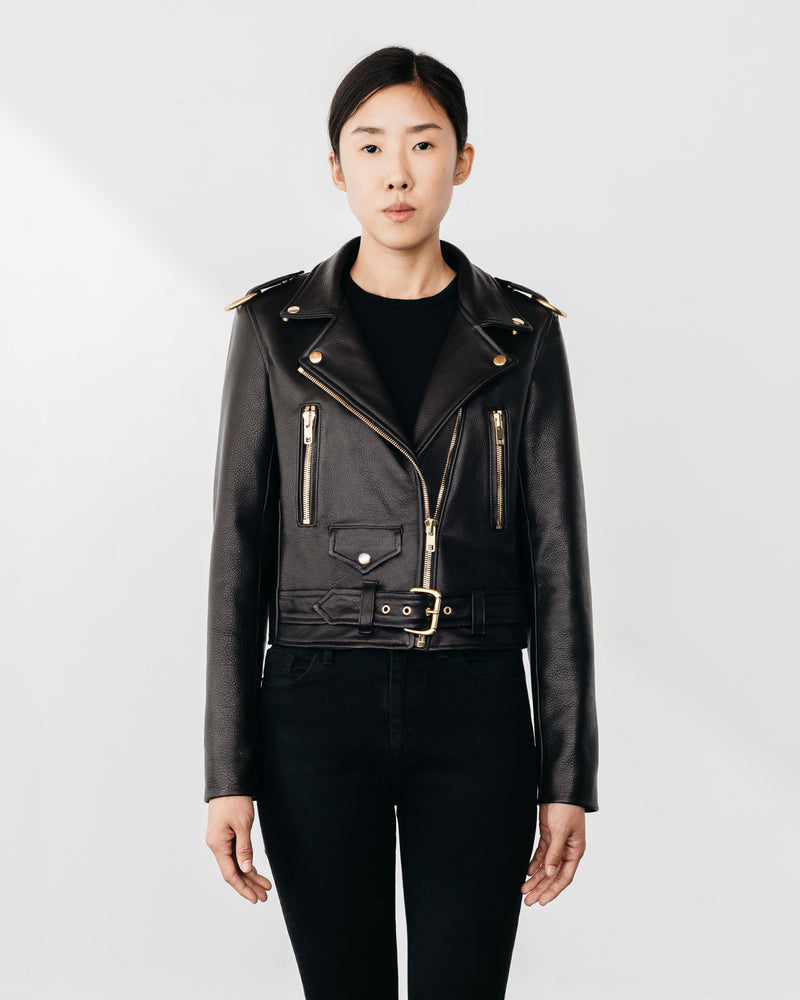 Women's New Standard Gold Leather Jacket | Laer Brand