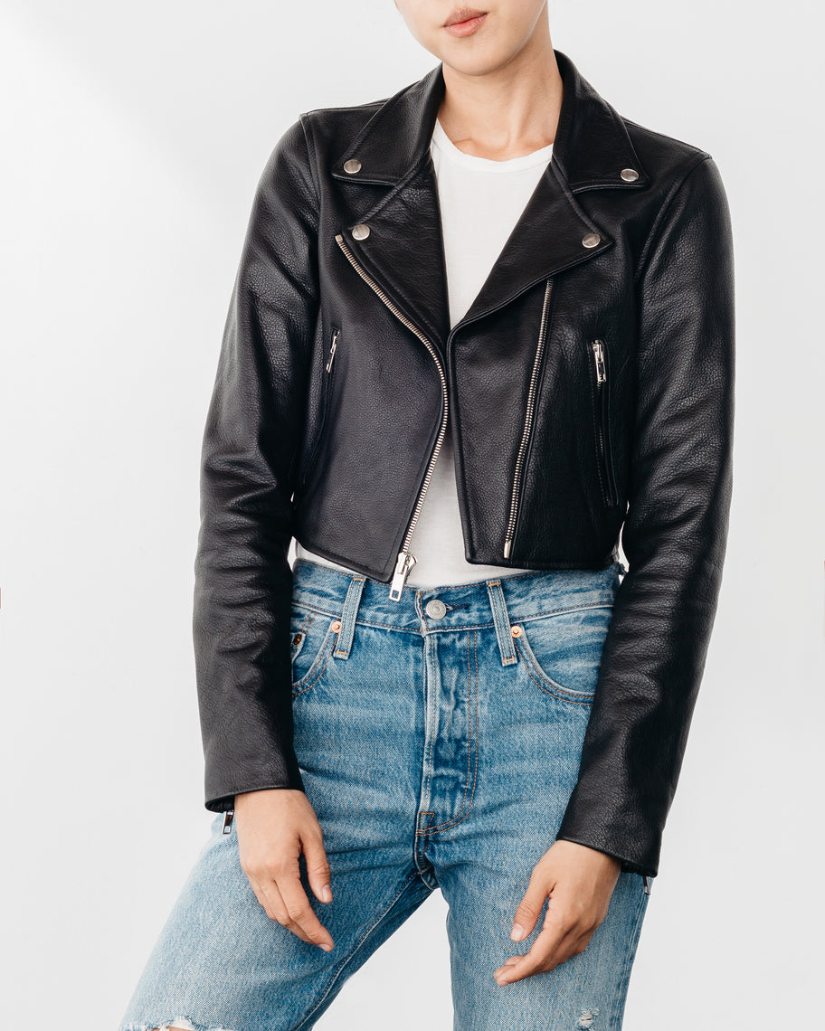 Women's Cropped Moto Leather Jacket Made In The USA | Laer Brand