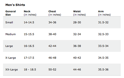 Boston Scally Shirt Size Guide