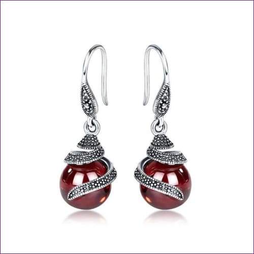 Garnet Silver Earrings - Fashion Silver London - Garnet Earrings - Garnet Silver Earrings - silver drop earrings