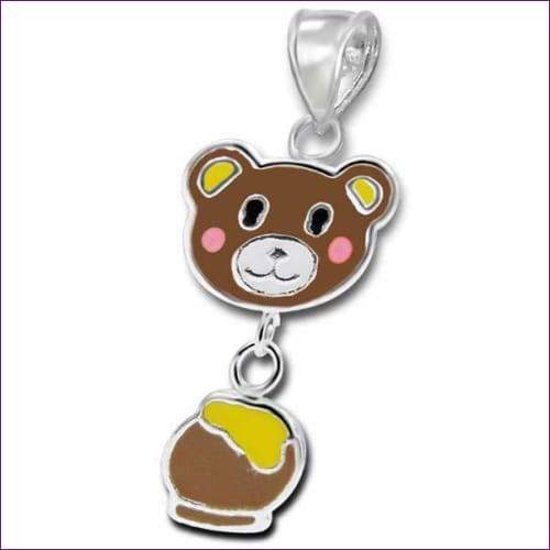 Children's Silver Bear Pendant - Fashion Silver London - Bear & Honey Pot Pendant - Children Pendant -