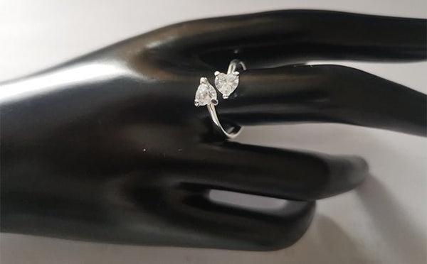 Crystal Heart Adjustable Ring 2